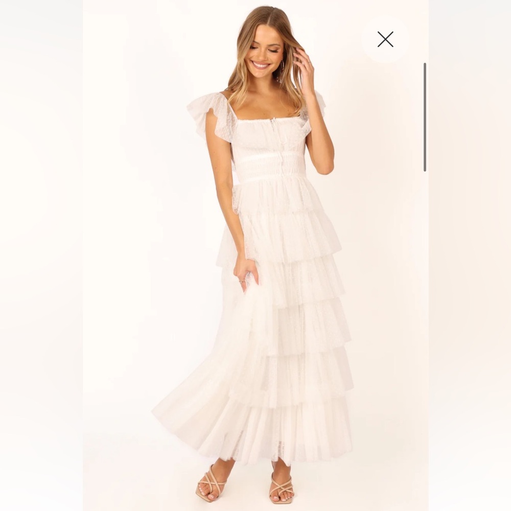 Petal & Pup Cream A-Line Tiered Maxi Skirt